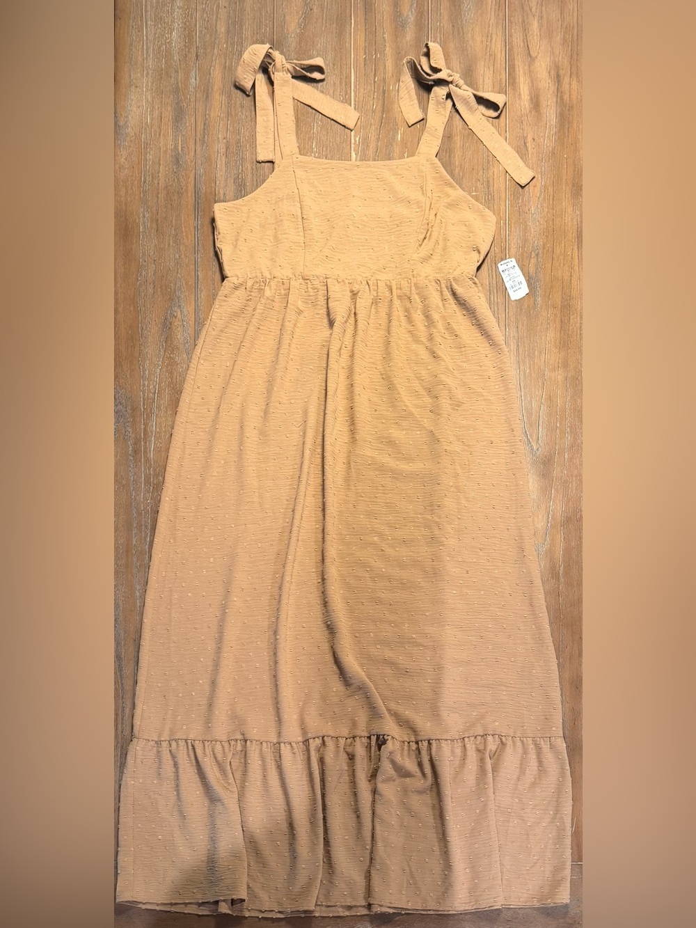Sonoma Camel Tie-Shoulder Maxi Dress